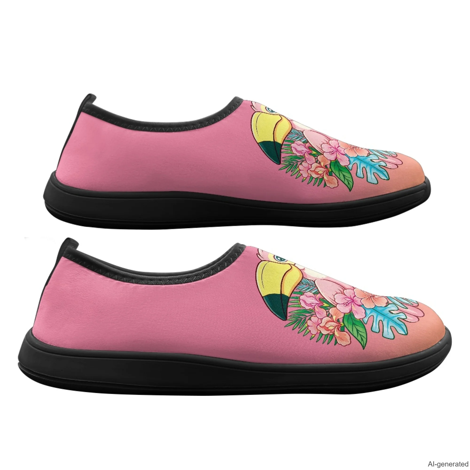 XIXIRIMIDO Slip-on Wide-toed Shoes Nurse Shoes Woman Hospital Nurse Work Shoes White Non-slip Nursing Shoes Parrot Pattern view 3