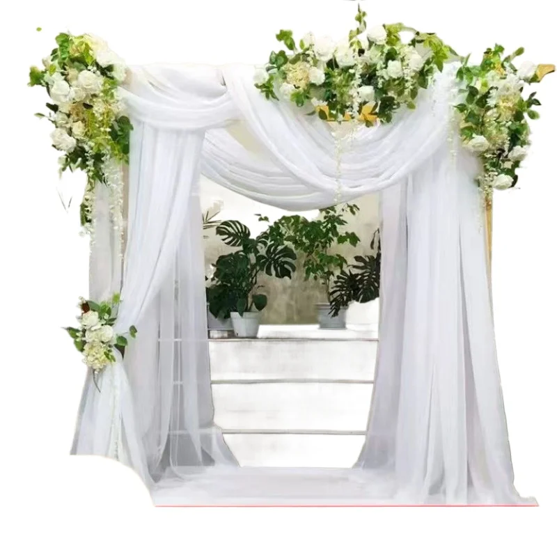 Gauze Mesh Wedding Scene Arrangement Outdoor Party Background Decoration Wedding Arch Chair Ceiling Arrangement Mesh