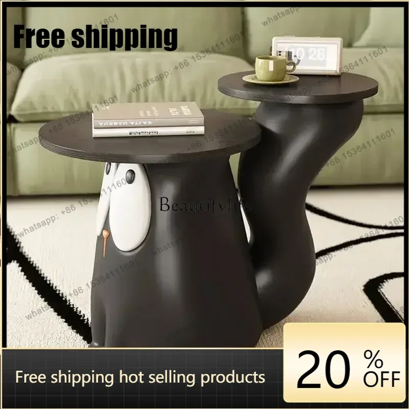 LD Creative Cat Coffee Table Standing Modern Tea Table Living Room Sofa End Tables Bedroom Nordic Side Tables Resin Home De