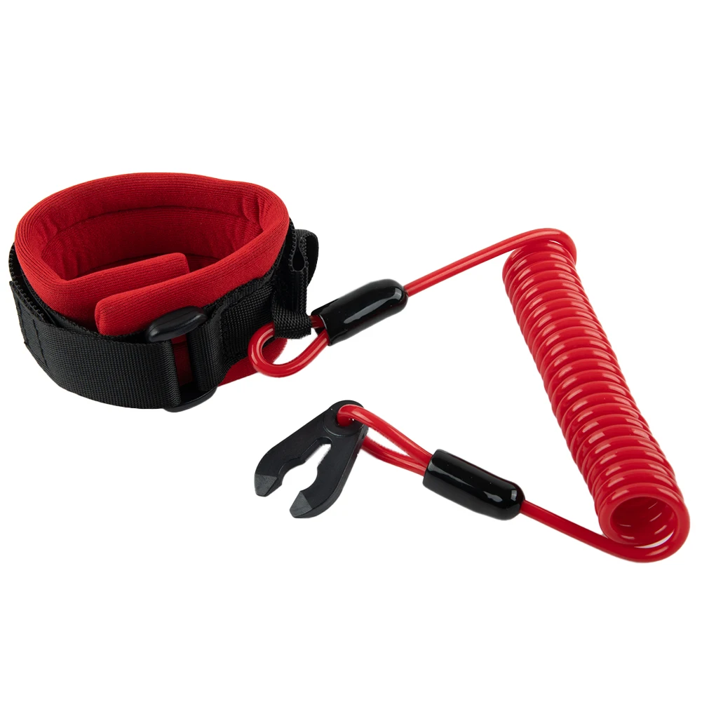 Cordón de muñeca flotante rojo y negro para Kawasaki Jet Ski, cordón de PU duradero con hebilla de aleación de aluminio MPN:-3809 92072, 92072-3816, 1 unidad