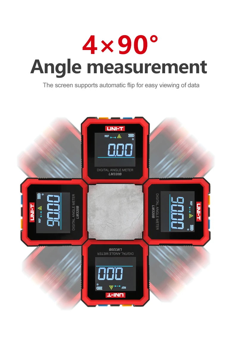 UNI-T LM320A LM320B Electronic Angle Meter Digital Protractor Magnetic Inclinometer Angle Tester Bevel Box Backlight