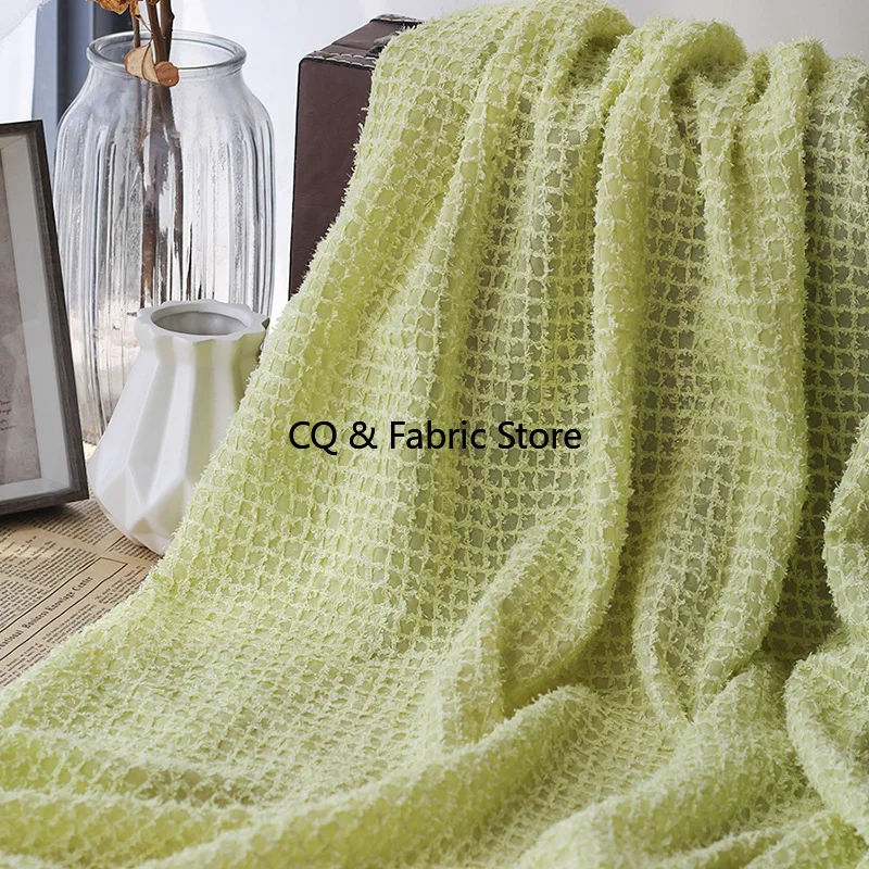 

Шифоновая клетчатая ткань с вышивкой на крючках, яркая шелковая шерсть, борода, кисточка, полиэфирная ткань, сделай сам, весенне-летняя женская классическая рубашка