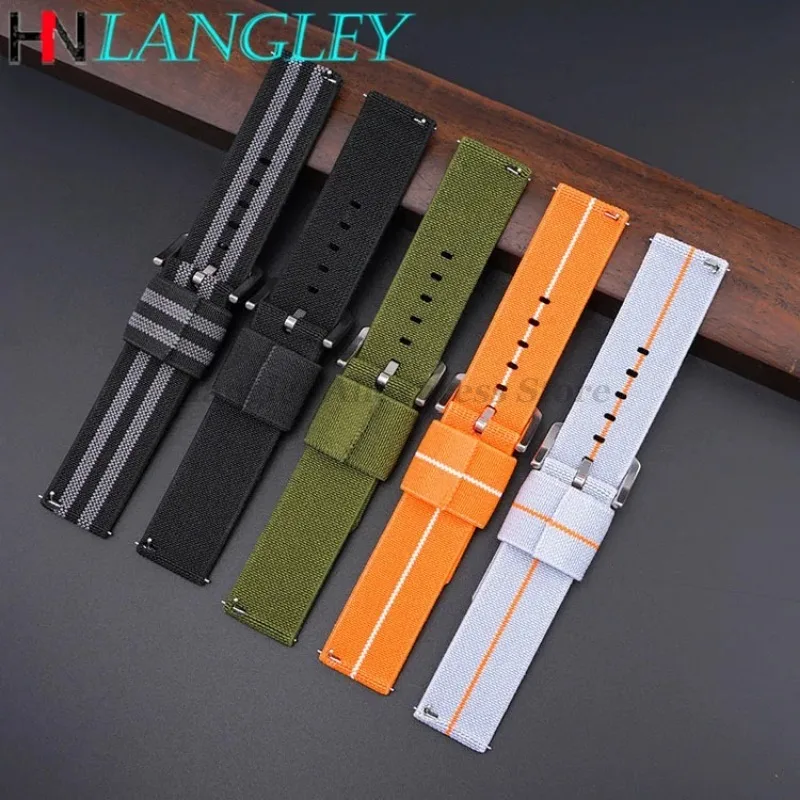 Army Nylon Woven Watch Strap 18mm 20mm 22mm 24mm for Seiko Quick Release Bracelet Sport Wristband for Huawei Watch Gt3/Gt4 46mm