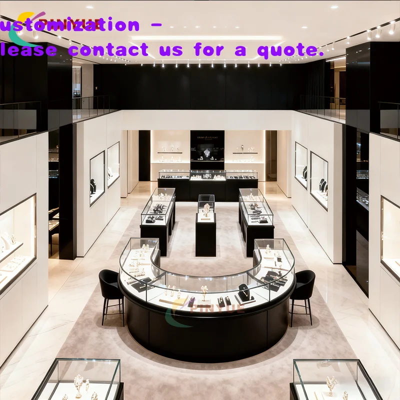 custom.Luxury Modern Metal Glass Counter Custom Retail Store Front Desk Counter Jewelry Shop Interior Design Mirror Display