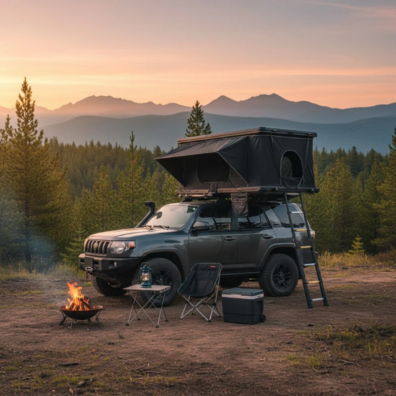 Ultra Light Rooftop Tent Telescopic Ladder Rapid Opening Ventilated Rainproof Fit 90% Vehicle Models
