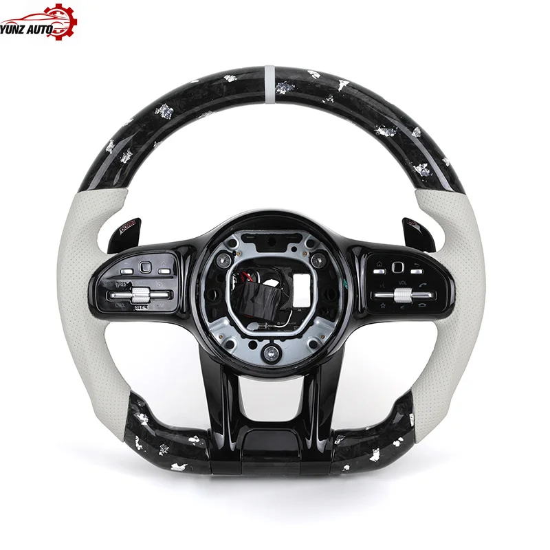 Nachrüst-Upgrade: Halb-Leder-Lenkrad aus geschmiedetem Carbon für W204 W205 W211 W213 W212 W222 EQA E550 AMG GT Modelle – Detail 1