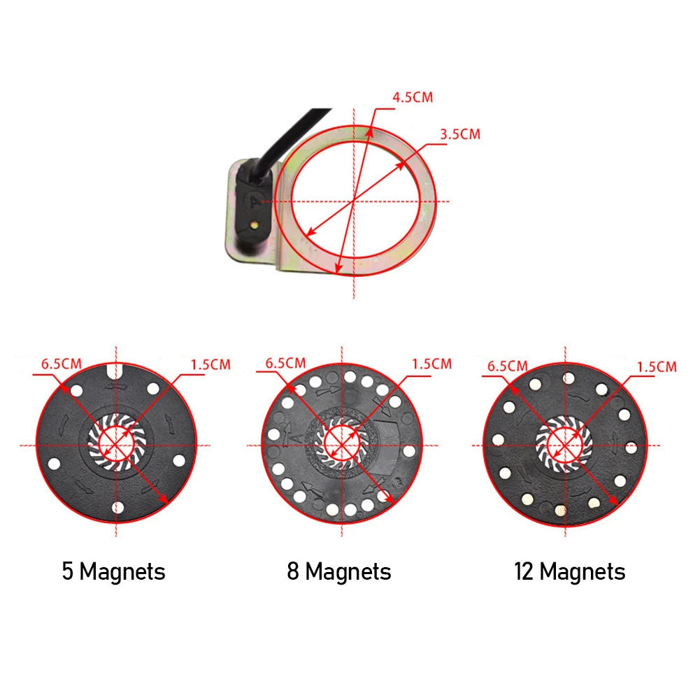 Produktbild von Ausi PAS Sensor – Pedalunterstützung Für E-Bike Nabemotoren, 12 Magnete, Linksseitige Montage, Wasserdicht