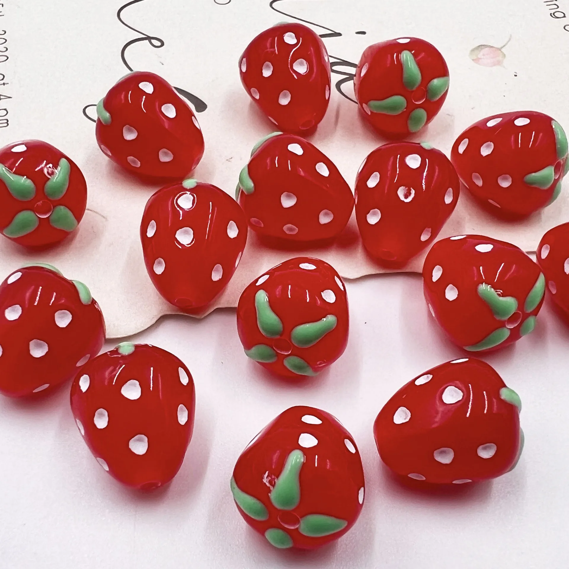 Acrylic Straight Hole Fruit Strawberry Beads for DIY