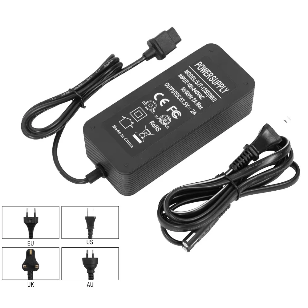 

For NIU KQi2 KQi3 Electric Kick Scooter Ebike Charging Adapter Parts EU US UK AU Plug Parts Battery Charger 53.5V 2A