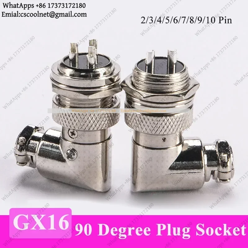 JS01 GX16 Elbow Aviation Plug Socket Male Female 90 Degree 2 3 4 5 6 7 8 9 10 Pin Right Angle Connector M16 Universal