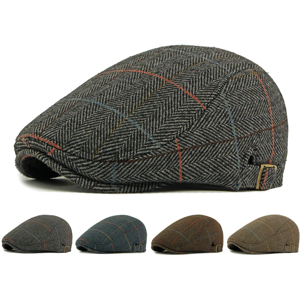 

HT4839 Mens Berets Striped Artist Painter Wool Beret Hats Ivy Flat Cap Women Thick Warm Autumn Winter Hat Male Female Beret Caps