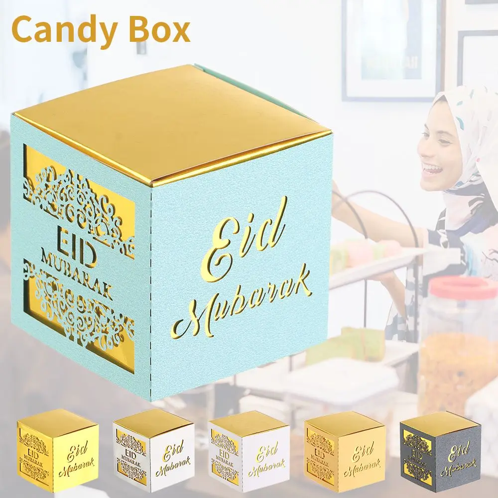 5/10Pcs Fashion DIY Paper Ramadan Kareem Happy Al-Fitr Candy Box Gift Boxes Chocolate Bag Eid Mubarak