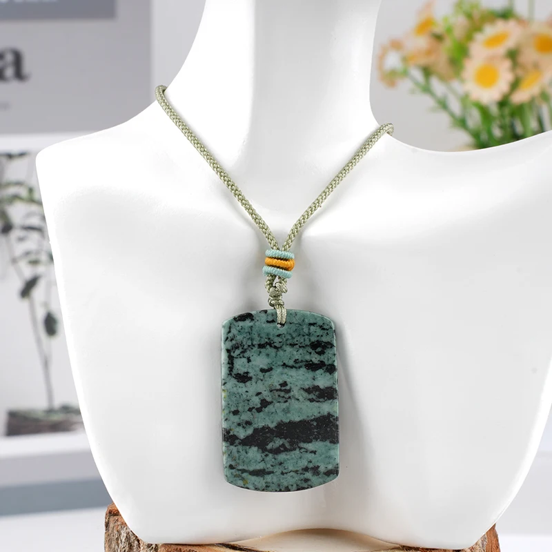 كامبابا جاسبر 25x40 مللي متر مربع حجر قلادة المنسوجة قلادة كريستال حُليات المجوهرات المرأة عيد الحب حفلة هدية صديق #2