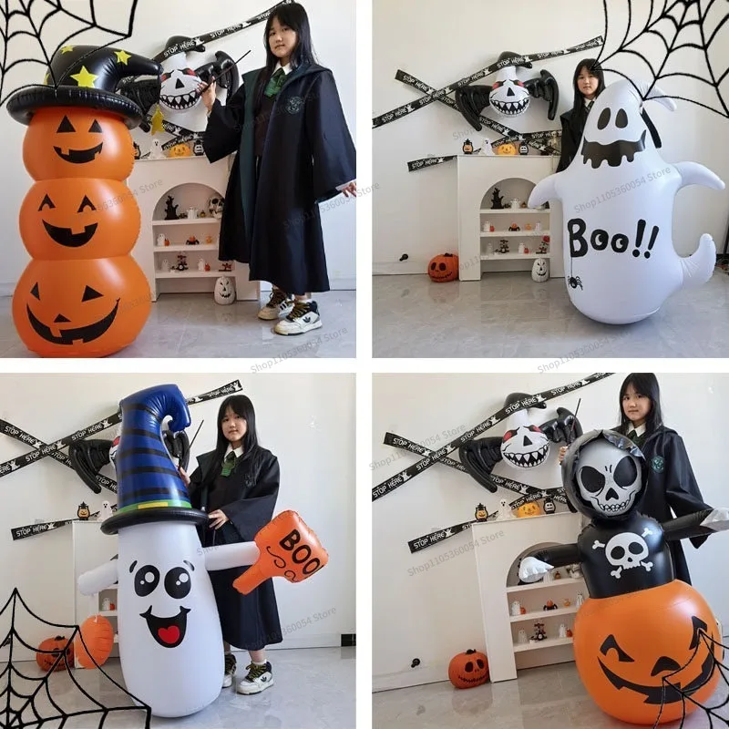 For Halloween Night Cartoon Inflatable Pumpkin Ornaments Ghost Items Store Scene Ornaments