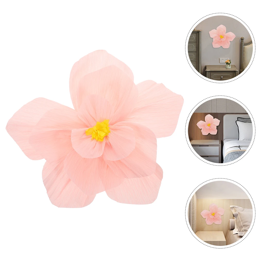 

2pcs 3D Crepe Paper Flowers Wall Decor For Bedroom Background Rv Room Decoration Floral Wall Art Peel Stick Easy Install Durable