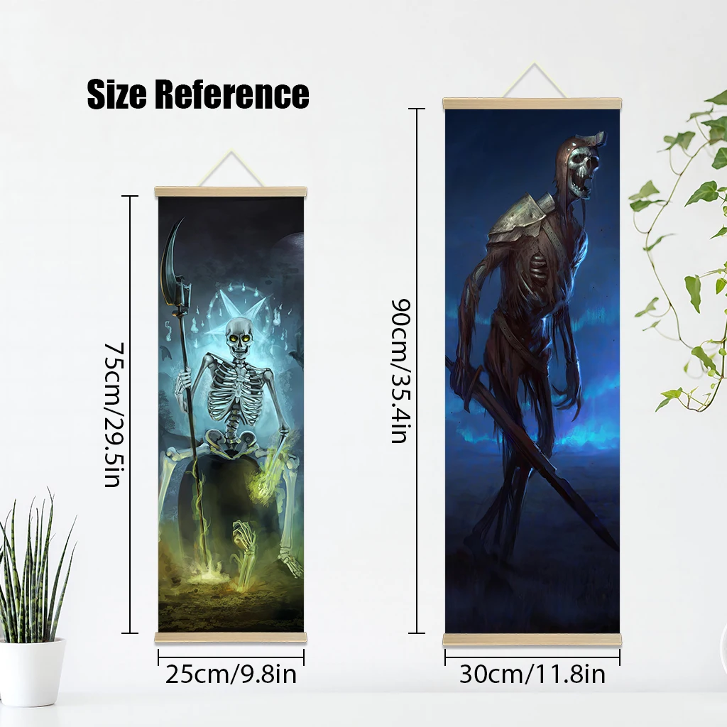 Halloween Skeletons Poster Outdoor posters   Scroll Canvas Wall Hanging Painting Home Decor Anime Wall Art Room Decoration