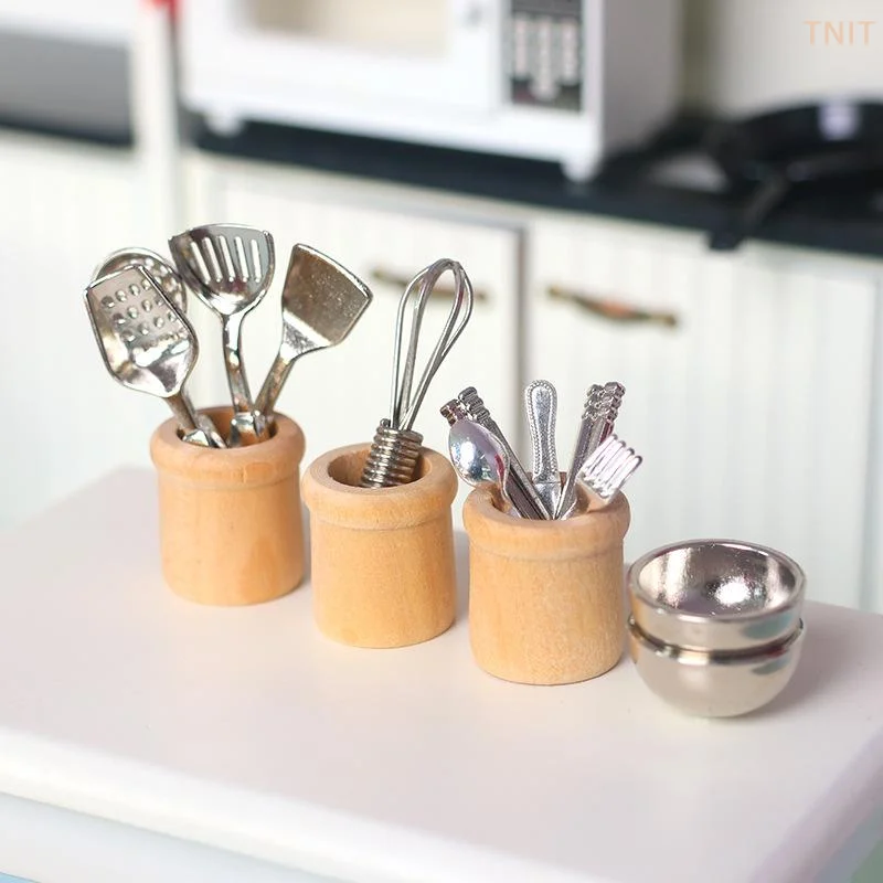 

[JN] Miniature Kitchen Utensils Set 1:12 Scale Dollhouse Cookware Tools Dollhouse Kitchen Decoration Micro Scene Pretend Play