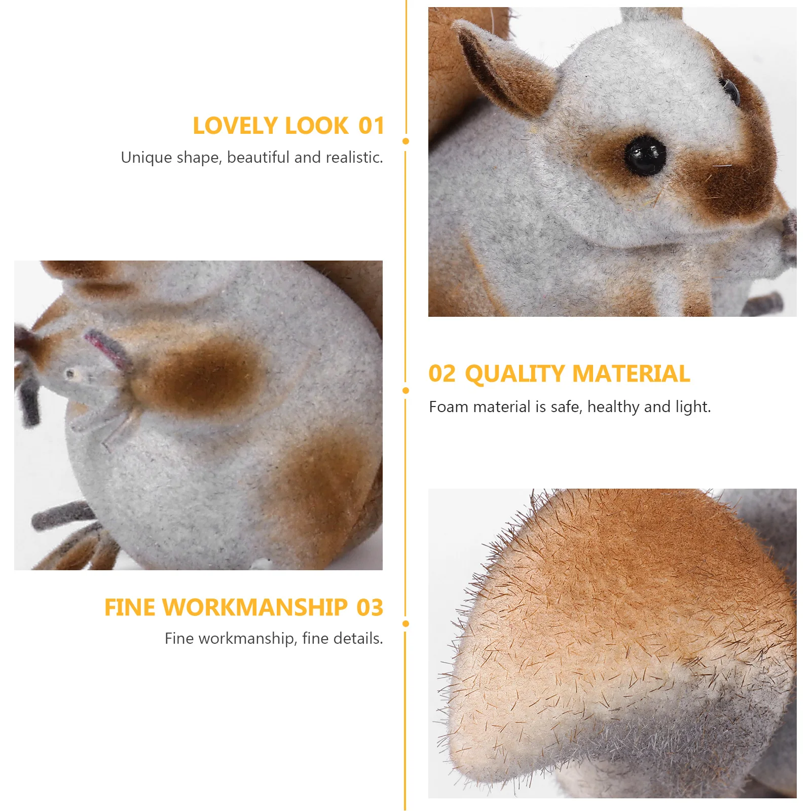 

3Pcs Durable Miniature Squirrels Figurine For Indoor Outdoor Use Micro Landscape Decoration