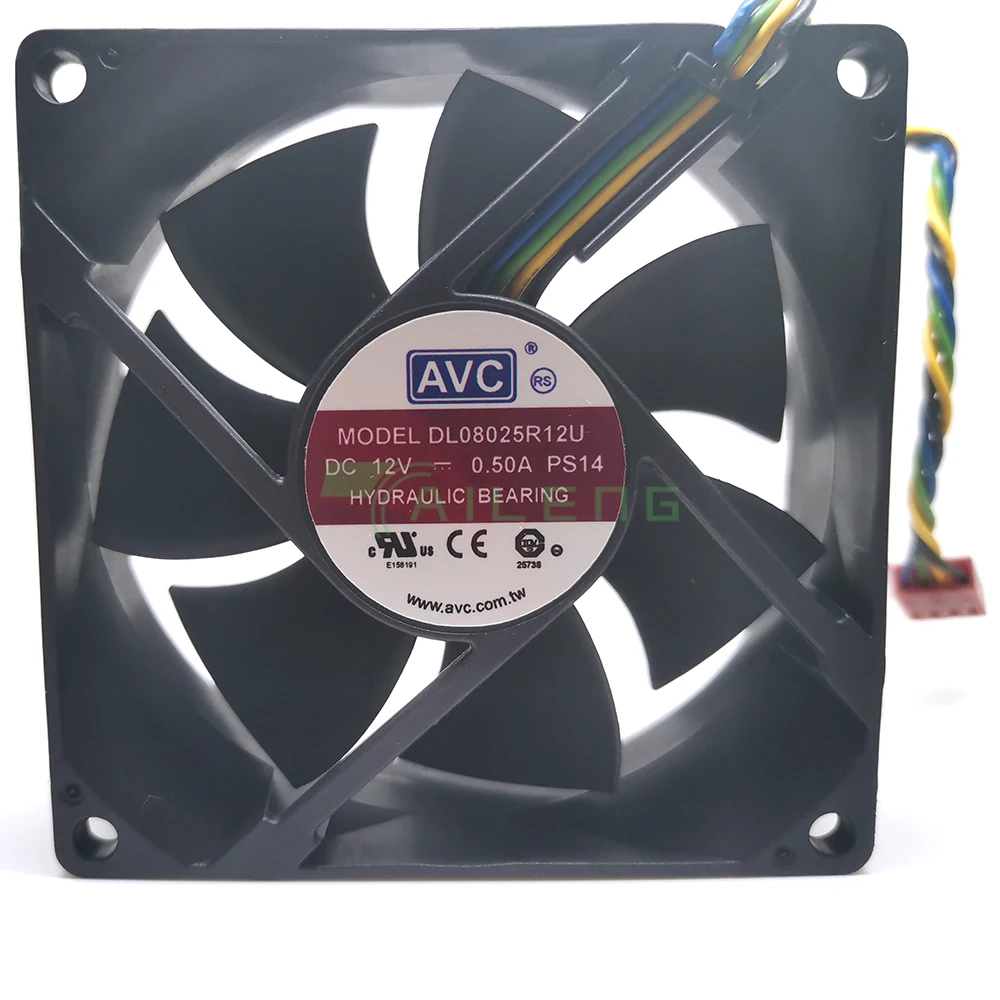 Controle de velocidade do ventilador PWM, 8025, 8cm Capacidade do vento, 12V, 0.5A, DL08025R12U, 80x80x25mm, Novo