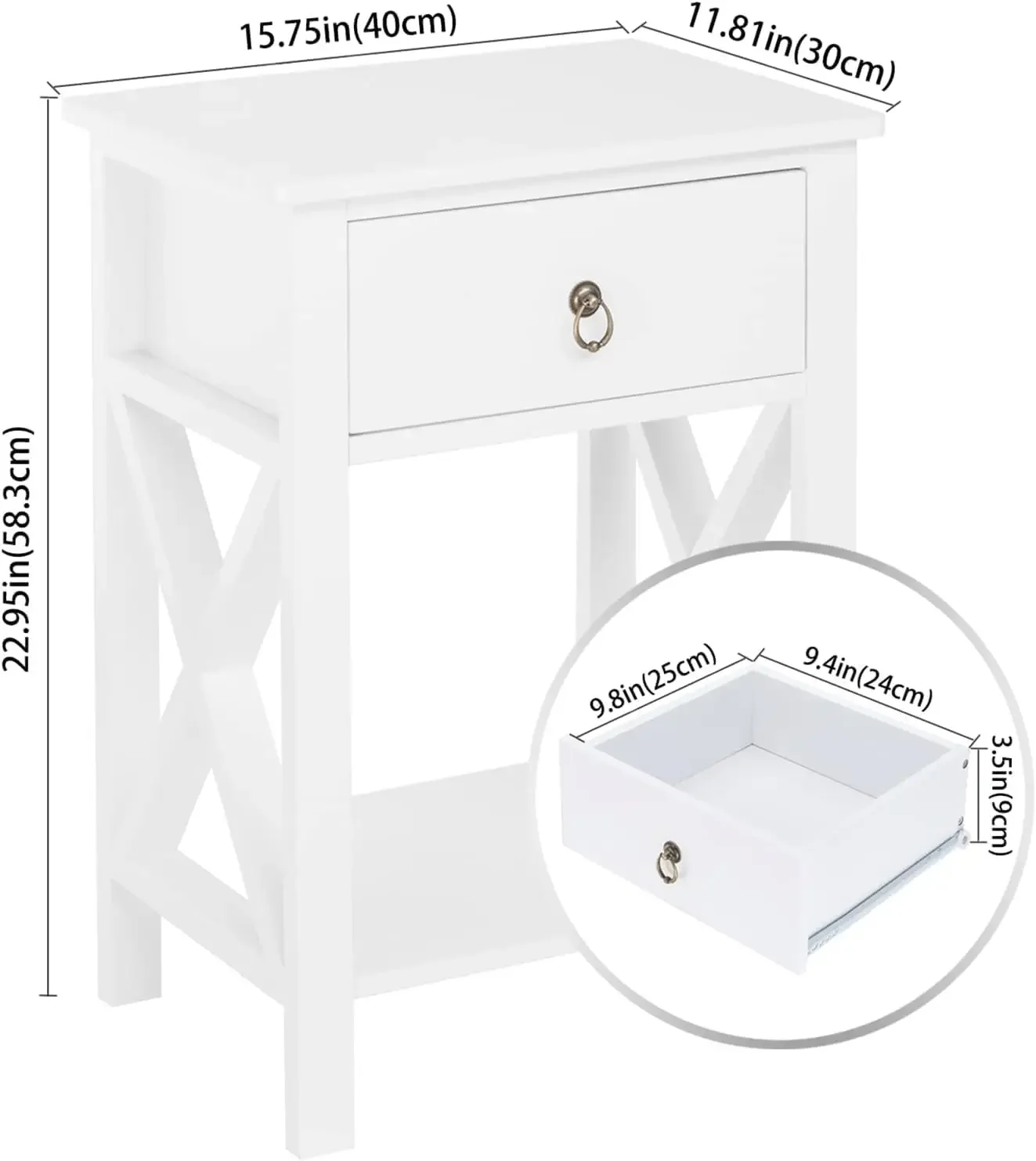 White Nightstand, Small Nightstand with drawer & shelf, Farmhouse Night Stand Bedroom, End Table/Bedside Table/White Side