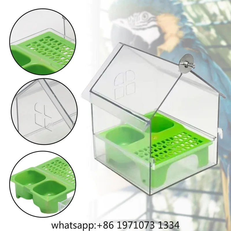 Hanging Bird Bath Bathing Portable Watering with Drawer Drinker Bird Cage Feeder Bird Bath Bowl House Hanging Shower Box view 4