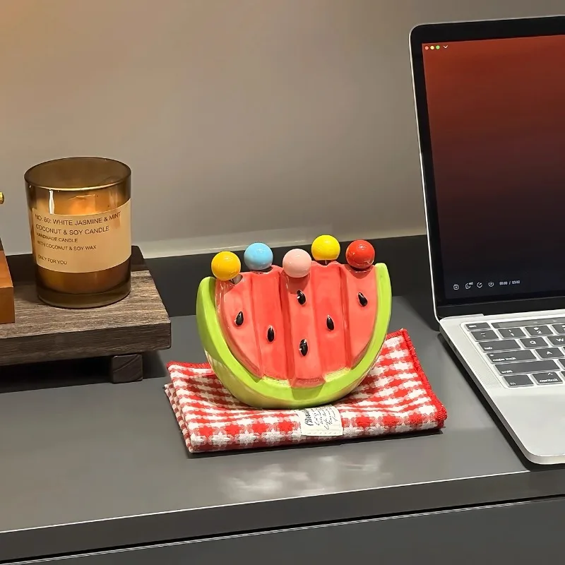 Stainless Steel Watermelon Fruit Fork Kit Premium Fruit Picks with Storage Container Household Dessert Fruit Sign Set