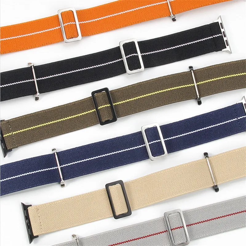 38mm 40mm 42mm 44mm 45mm Parachute Elasticity Nylon Sport Watchband For Apple IWatch Series 6se7/5/4 Watch Strap Soft Breathable