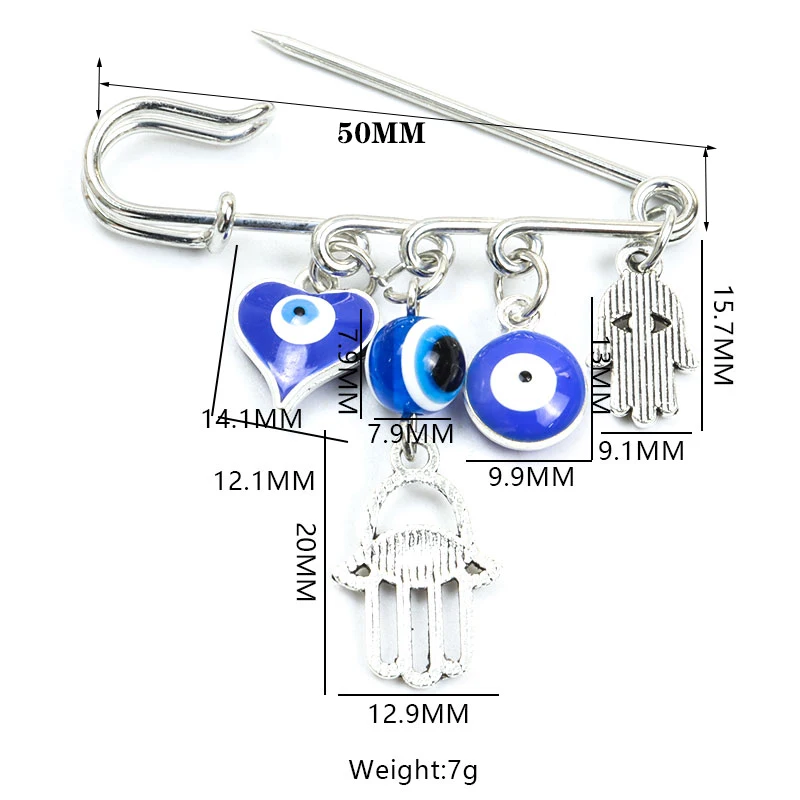 Blue Turkish Evil Eye Enamel Pins Amulet Evil Nazar Eye Charm Brooch Women Girls Backpack Badges Buckle Safety Pin Lucky Jewelry