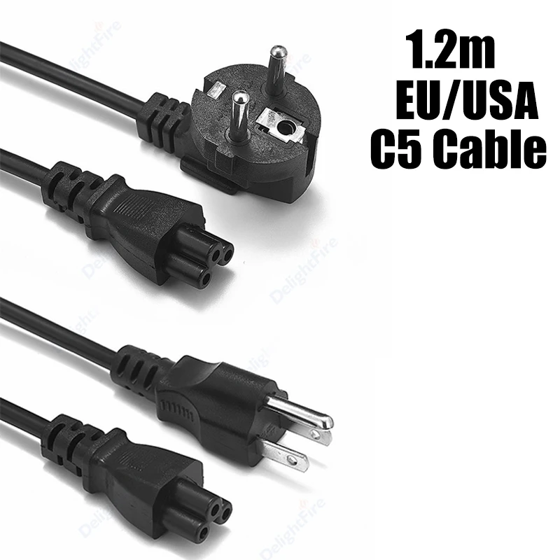 EU US Power Cable Cord IEC C5 Power Supply Cord AC Extension Cable For AC Adapters Laptop Notebook Lenovo Sony Samsung Laptop