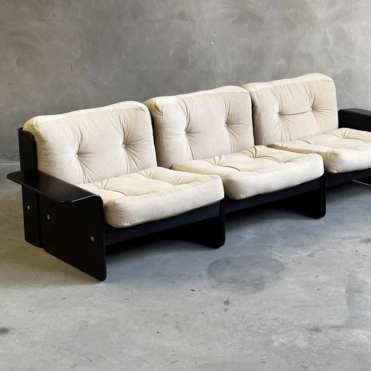 

Modular sofa retro style solid wood sofa small living room designer antique niche model straight row sofa set