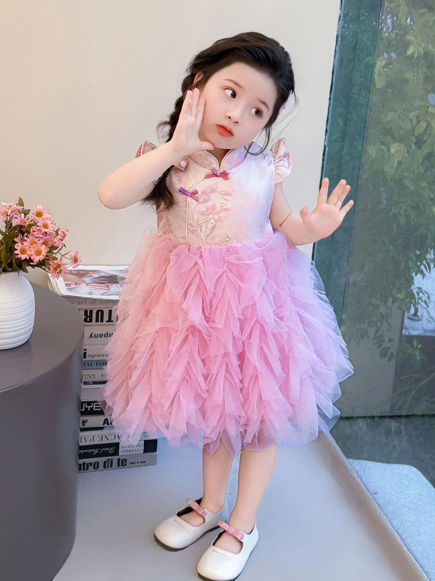 Roupas para Meninas Estilo Princesa, Novo Estilo Chinês, Saia Puff de Cintura Alta, Vestido Rosa Hanfu para Meninas em Todas ...