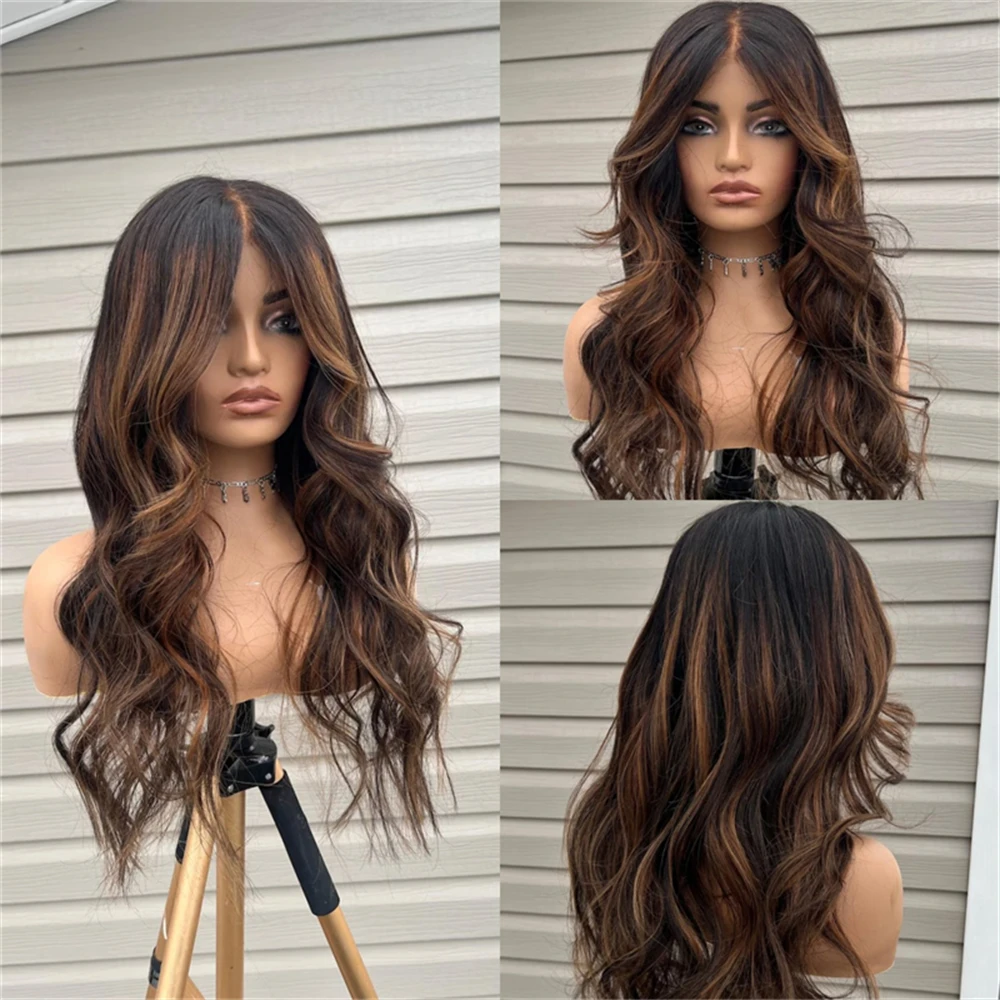 new-in-13x4-ombre-dark-brown-with-blonde-streaks-synthetic-hd-lace-front-wig-for-white-black-women-heat-resistant-fiber-wig-26''