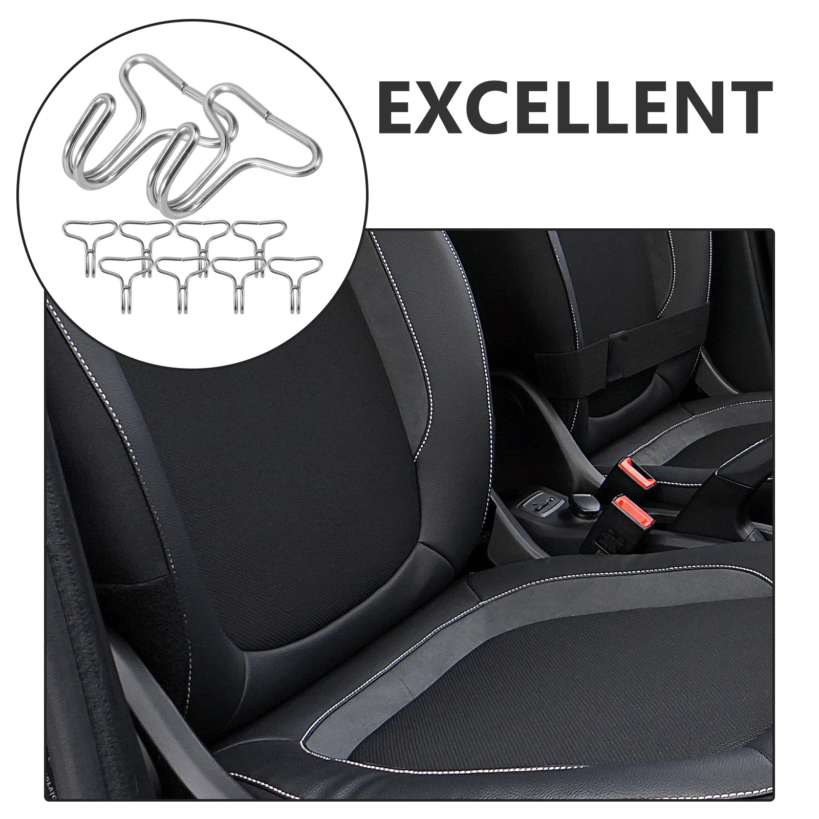 

50pcs Stainless Steel Car Seat Cover Hooks Anti-Slip Fixing Hanger For Seat Cushion Cover Automotive Interior