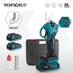 Yofidra 30mm sem escova podador elétrico tesoura 2 engrenagens sem fio árvore de fruto bonsai poda tesoura elétrica para makita 18v bateria