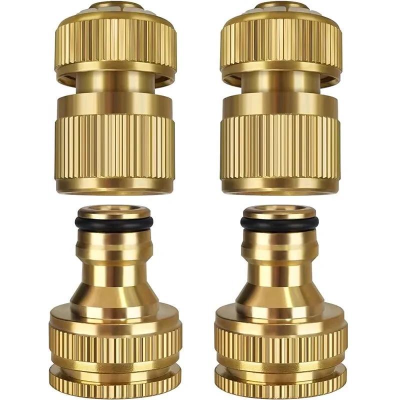 Garden Hose Connector,Aluminum Alloy Tap Connector,1/2 Inch and 3/4 Inch 2-in-1 Faucet Connector,Quick Connect Hose Fittings