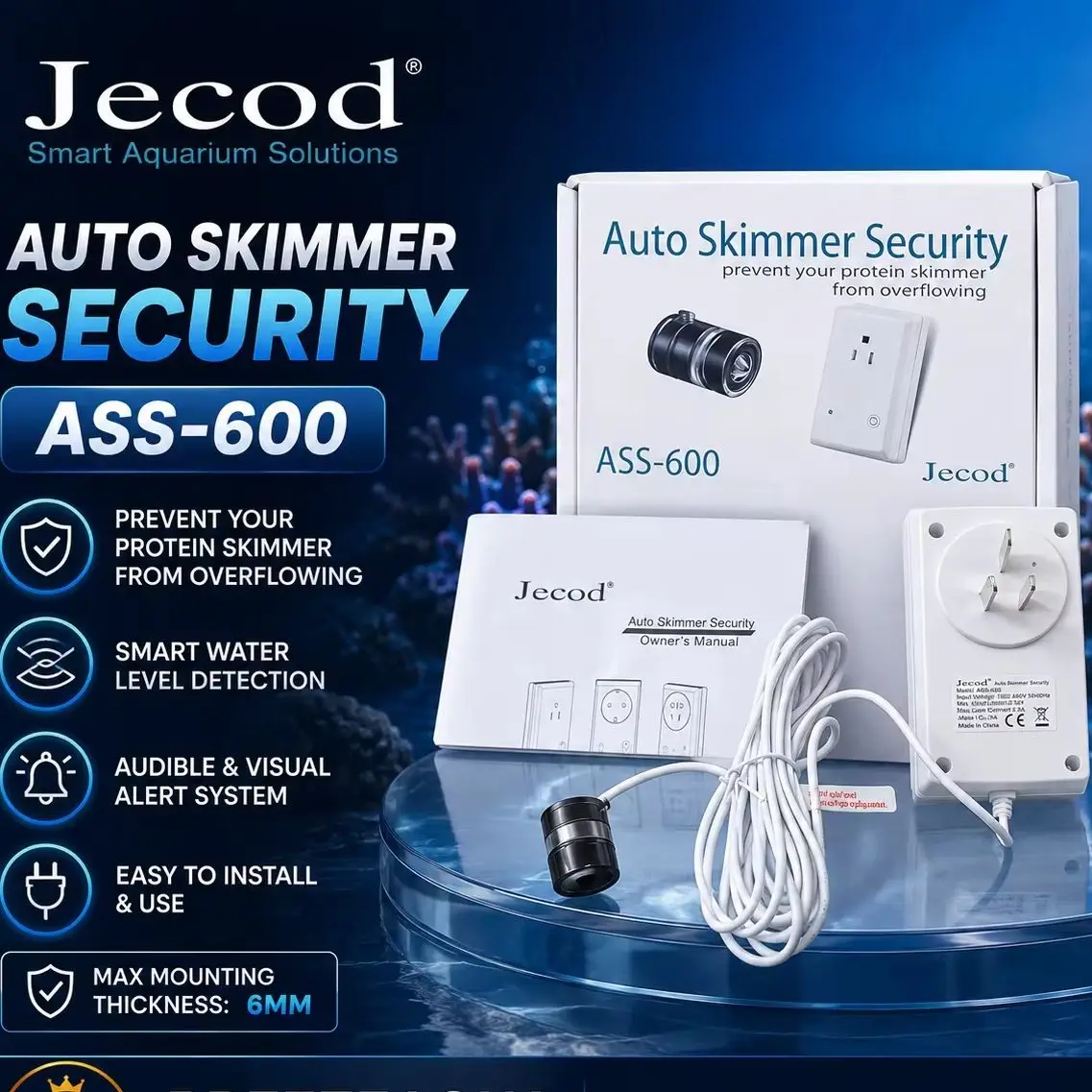 Jebao ASS-600 220V Explosion Proof Smart Aquarium Internal Protein Auto Skimmer Security for Fish Tank Automatic Anti-overflow