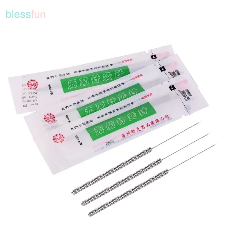 500 Pcs Sterile Acupuncture Needle with Tube Flat Handle Practice Acupoint Accupuncture Massager Dry Needling