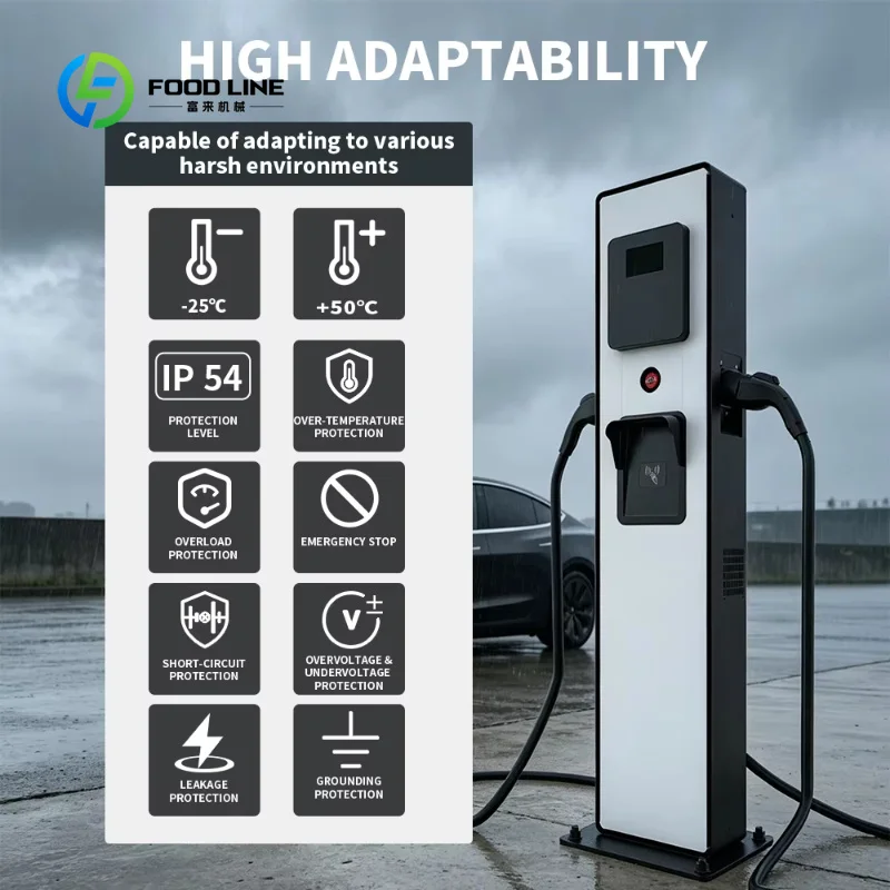 Customized Commercial DC EV Charger Station, 20/30kW Two Cable EVSE Fast Charging Pile for Hotel Private Parking Service