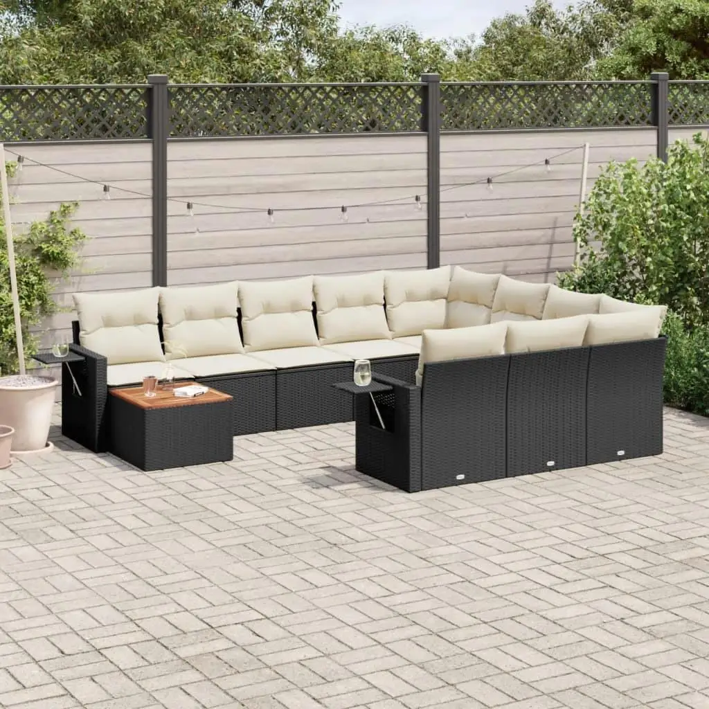 

Cozy Outdoor Garden Sofa Set Black and Cream White Modern Lounge Furniture for Patio and Backyard