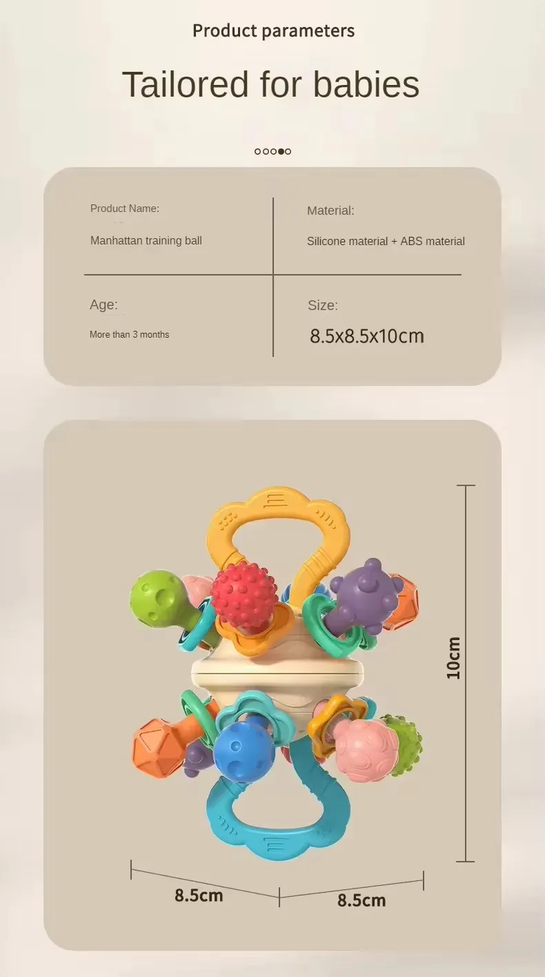 Jouets Montessori de Dentition pour Bébé, Hochet Sensoriel, à Mâcher, Cadeau pour Nouveau-né de 0 à 12 Mois