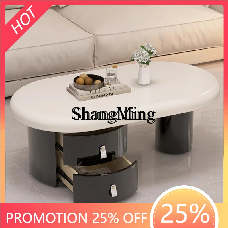 

ZYY living room household small apartment small coffee table light luxury modern simple high end oval storage coffee table