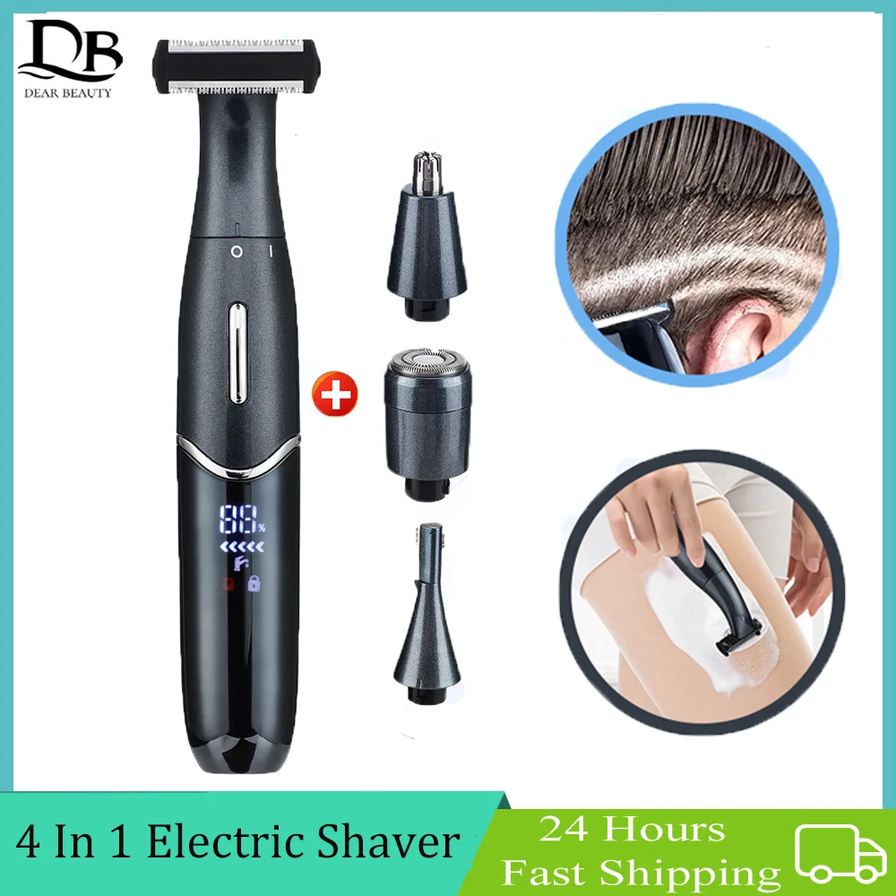 4 in 1 Electric Shaver For Men Eyebrow Nose Hair Trimmer Razor Shaving Machine Women Arm Leg Underarm Body Hair Removal Epilator