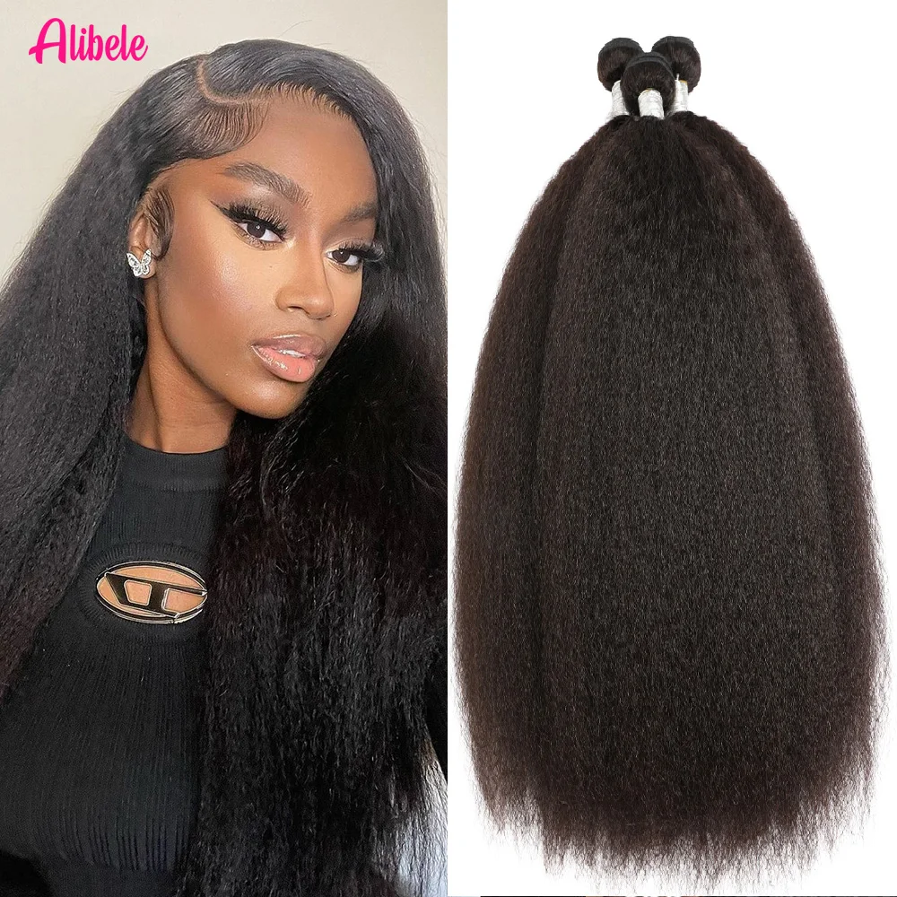 

Alibele натуральный цвет полная голова двойной уток яки прямые пучки человеческих волос плетение пучки 15A наращивание волос девственницы для женщин