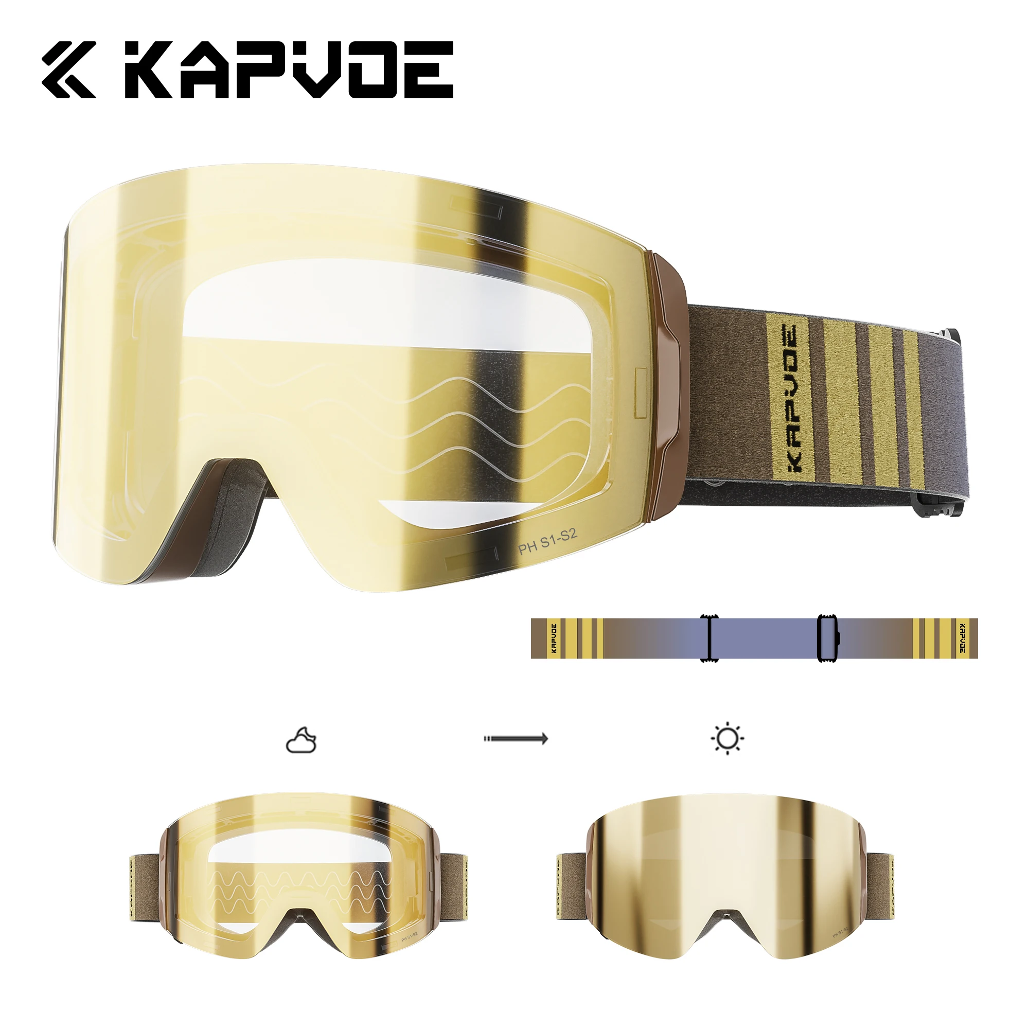 Kapvoe New Ski Goggle Snow Snowboard Anti-Fog Mask Eyewear Men Kit Cylindrical UV400 Snowmobile Jet Ski Accessories Ski Glasses