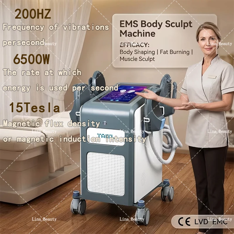 TAIXL Body Sculpting Machine 6500w 200HZ EMS Slimming RF Fat Burning Muscle Stimulation Electromagnetic Therapy Beauty Salon