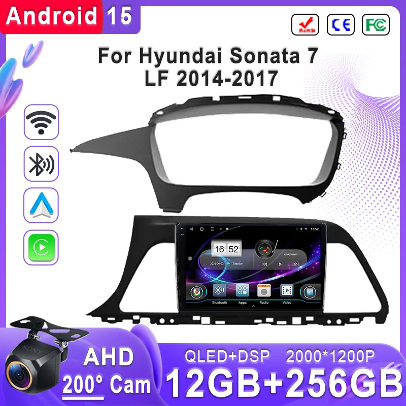 

For Hyundai Sonata 7 LF 2014 - 2017 Car Stereo Android 15 2K Incell Screen Multimedia Head Unit GPS Navigation DVD Auto Radio BT