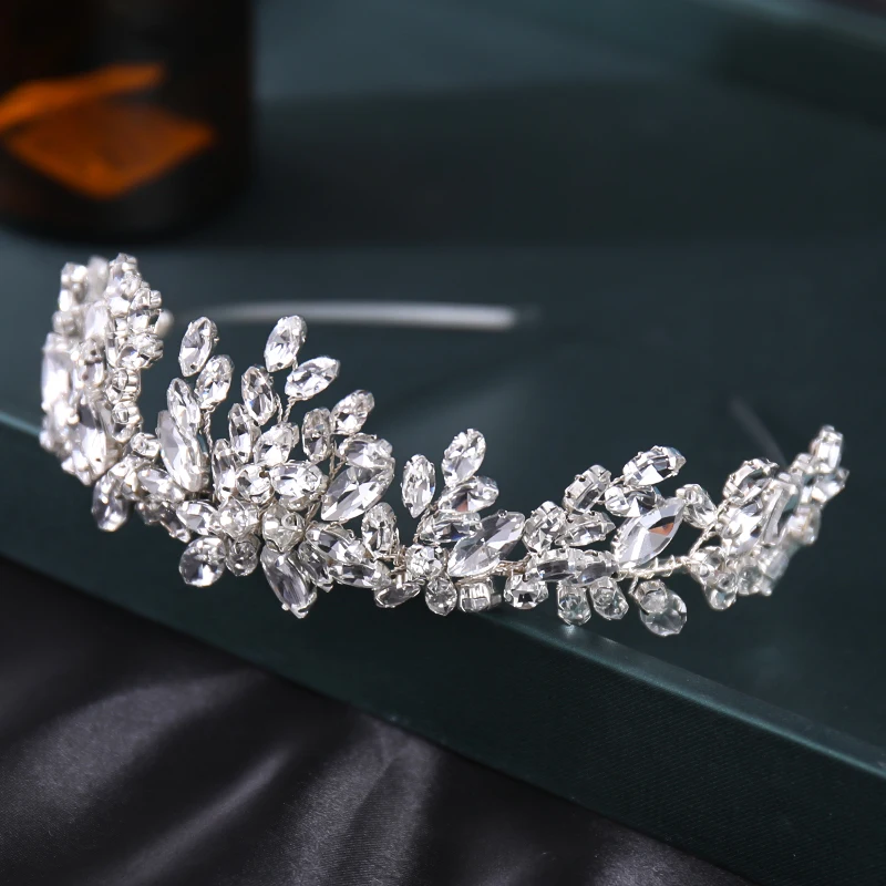 Wedding Bridal Headband Handmade Rhinestone Crystal Flower Headband Hairband Tiara For Women Wedding Hair Accessories Jewelry