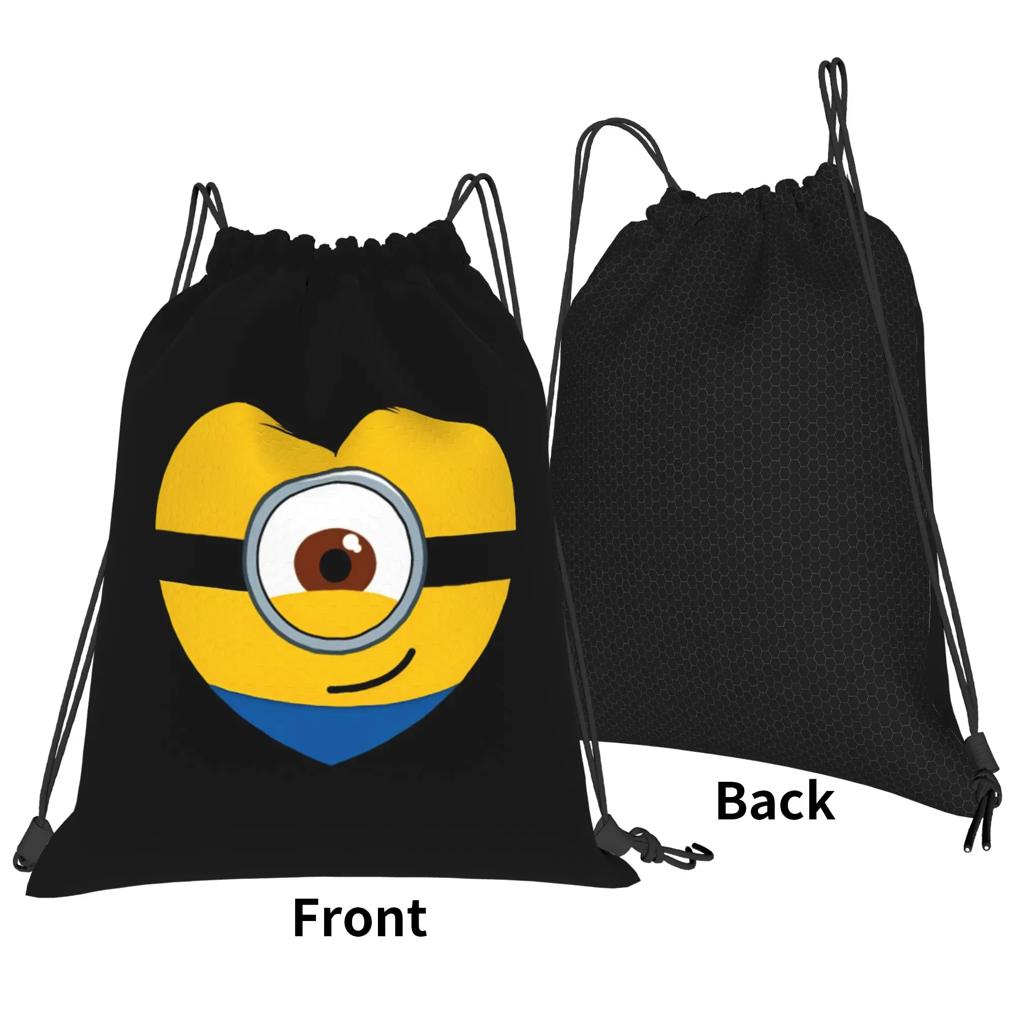 M-Minions-s Heart Drawstring Bags Sports Backpack Gym Sackpack Water Resistant  String Bag for Yoga
