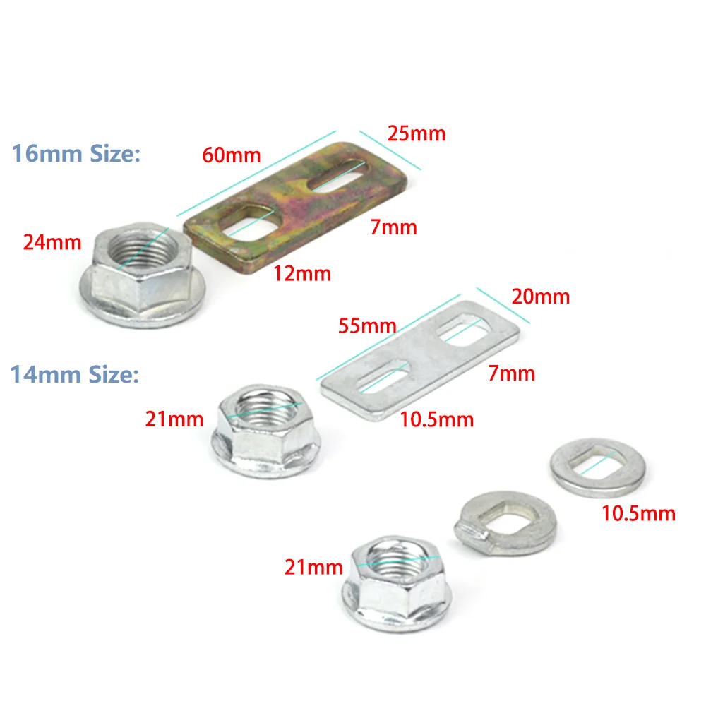 Motor Shaft Screw Rear Axle Hexagon Flange Nuts M14 16Automatic locking nut 14mm Gasket Axle Washer Electric Bicycle Accessories