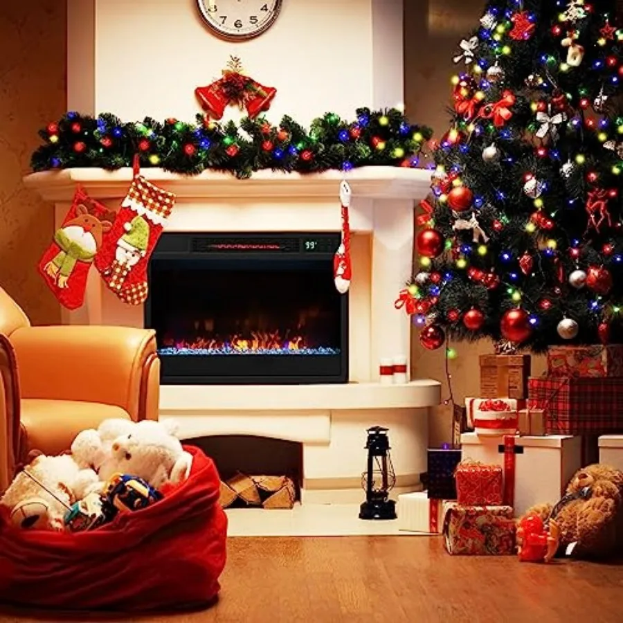 مدفأة كهربائية مقاس 23 بوصة لتثبيت جدار غرفة المعيشة مع تصميم كوارتز مريح و6 أوضاع لهب و5 مستويات سطوع #2